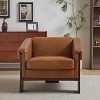NicBex Mid-Century Modern Accent Chair with Brown Faux Leather,Living Room Chair with Deep Cushions and Wide Armrests for Bedroom,Office - 2 of 4