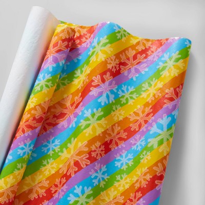 Rainbow Stripes & Snowflakes Gift Wrap - Wondershop™