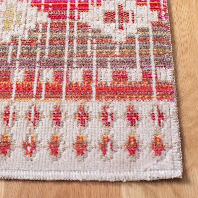 Red and Fuchsia Square Boho Indoor/Outdoor Rug