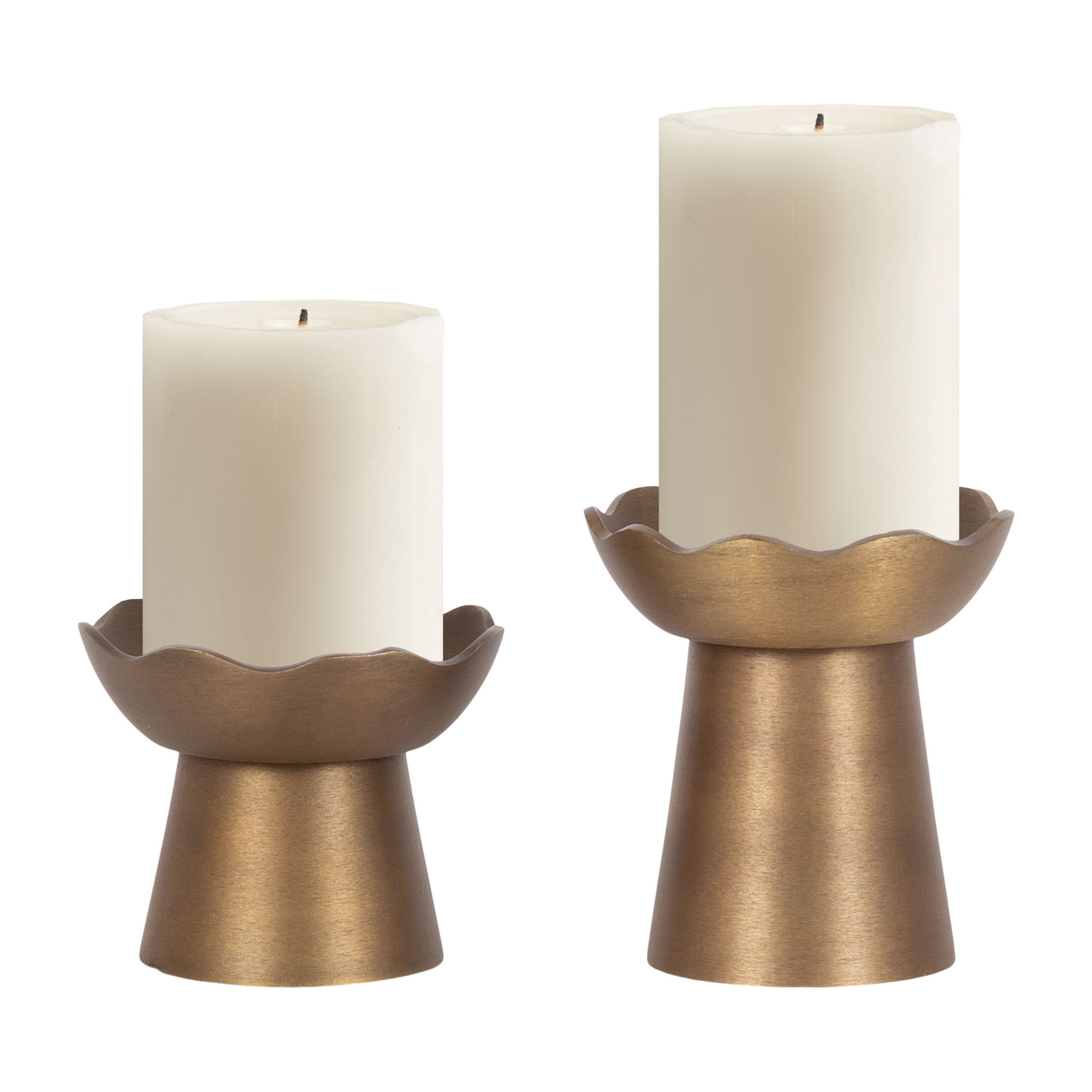 Kate and Laurel Alessia Metal Pillar Candle Holder Set, 2 Piece, Gold