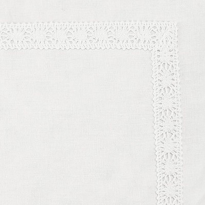 Annabella White Cotton Lace Trimmed Square Throw Pillow