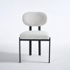 Sapphtopaz Modern Dining Chair Set of 2 Mid-Century Boucle Upholstered Chair with Backrest and Black Metal Leg Chairs for Dining Room, Kitchen - 2 of 4