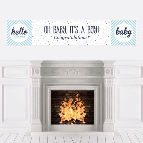 Big Dot Of Happiness Hello Little One Blue And Silver Boy Baby Shower Decorations Party Banner Target