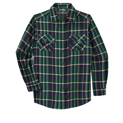 KingSize Men's Big & Tall Plaid Flannel Shirt - Big - 6XL, Hunter Plaid  Green