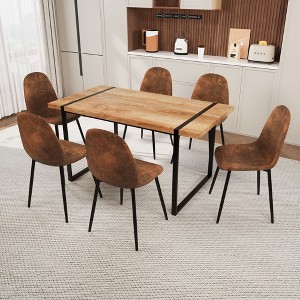NicBex Dining Table Set for 6 Modern Dining Table with MDF Tabletop, Metal Frame and 6 Suede Chairs for Kitchen - 1 of 4