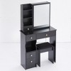 Gulches Compact Black Vanity Tables Set with Sliding Mirror & Cushioned Stool simplified version - 2 of 4