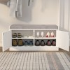ZHUTA Shoe Storage Bench with 2 Door Cabinet, Entryway Bench with Shoe Storage, Shoe Bench with Cushion, Adjustable Shelves, Shoe Rack Bench - 2 of 4