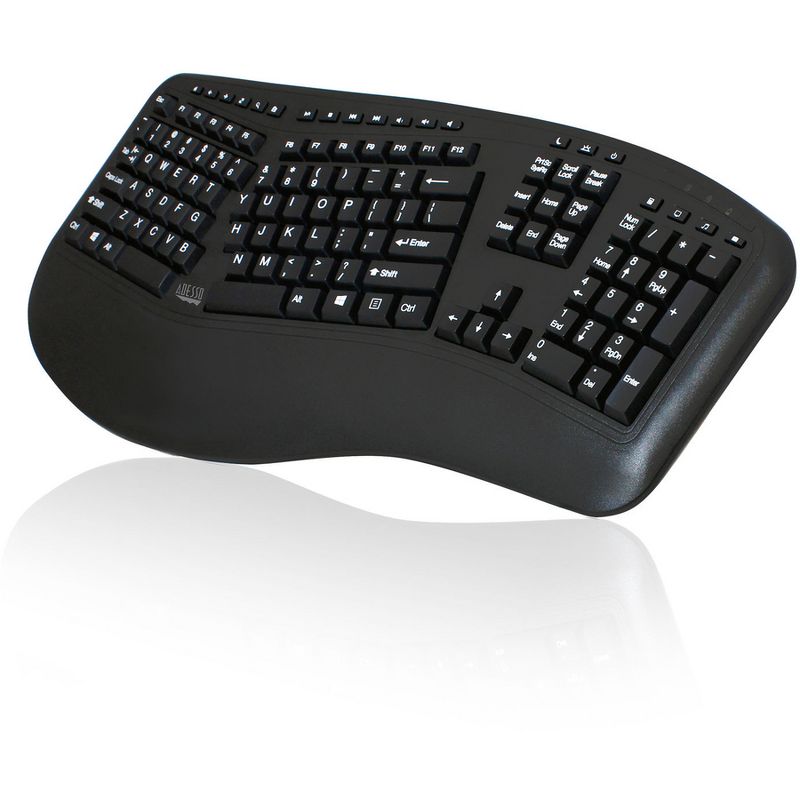 Adesso Tru-Form Media 1500 - Wireless Ergonomic Keyboard and Laser Mouse - USB Wireless RF Keyboard - 105 Key - English (US) - Black, 4 of 7