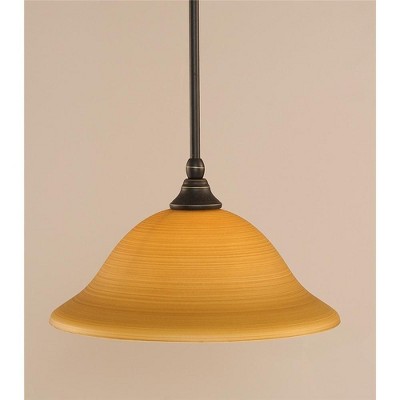 Toltec Lighting Any 1 - Light Pendant in  Dark Granite with 12" Cayenne Linen Shade
