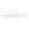 vidaXL Double Bed Frame with Headboard and Footboard in White, Powder-Coated Steel, 72"x83.9", Strong Metal Slats - 3 of 4