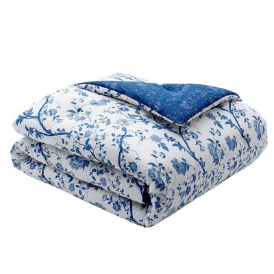 Elise Blue and White Cotton Twin Duvet Cover Set