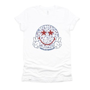 Simply Sage Market SmileyWorld Leopard Smiley Peace Sign Short Sleeve Tee - 1 of 4