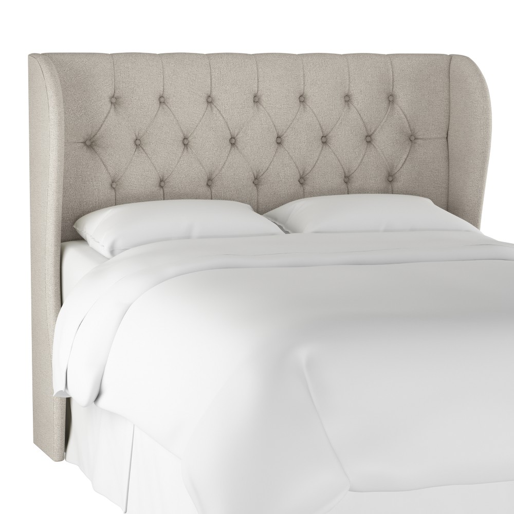 Photos - Bed Frame Skyline Furniture King Tufted Upholstered Wingback Headboard Aiden Platinu