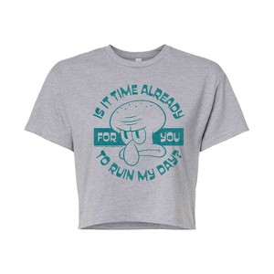 Women's - Spongebob Squarepants - Ruin My Day Cropped Graphic T-Shirt - 1 of 4