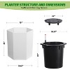 16 Inch Tall Outdoor Planters Set of 2, Self Watering Pots for Indoor Plants with Water Level Monitor & Drainage Hole & Wheels - 3 of 4