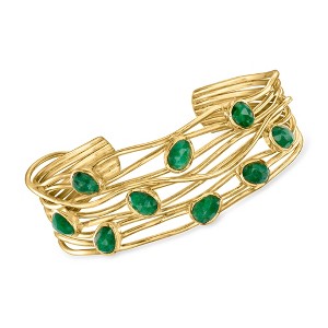 Ross-Simons 6.25 ct. t.w. Emerald Highway Cuff Bracelet in 18kt Gold Over Sterling - 1 of 4