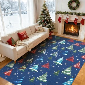 Christmas Tree Area Rug, Non-Slip Washable Low Pile Carpet for Living Room, Dining Room and Bedroom Holiday Decor - 1 of 4