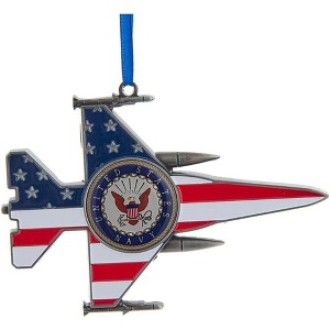 Kurt Adler Metal with Enamel Ornament for Christmas Tree, U.S. Navy Jet, 4.5" - 1 of 4