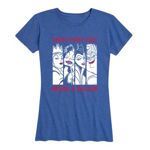 Women's - Disney - Evil Queen Cruella Maleficent Ursula Every Fairy Tale Needs A Villain Short Sleeve Graphic T-Shirt - 1 of 4