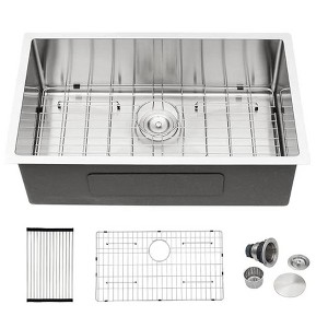 Dcolora 27 Inch Undermount Kitchen Sink 16 Gauge Stainless Steel Deep Large Single Bowl Under Counter Sink, 27"x18"x10" Rounded Corner - 1 of 1