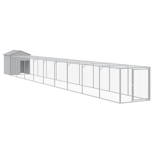 vidaXL Large Chicken Coop with Extended Run in Light Gray - Galvanized Steel Construction, Spacious, and Easy Access - 1 of 4