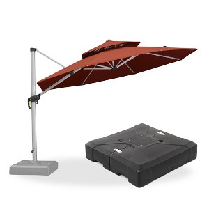 PURPLE LEAF 10/11/12/13ft Outdoor Patio Cantilever Umbrella with Base Offset Umbrella 360 Degree Rotation Round Umbrella for Deck Pool Garden - 1 of 4