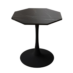 NicBex Contemporary Octagonal Dining Table with Printed Black Marble Table Top Metal Base Black - 1 of 4