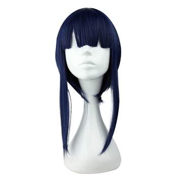 Unique Bargains Women's Wigs 18" Blue with Wig Cap Medium Long Hair