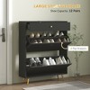 Munora Narrow Shoe Storage Cabinet with Wave-like Panels and Adjustable Shelves for 12 Pairs of Shoes, Black - 4 of 4