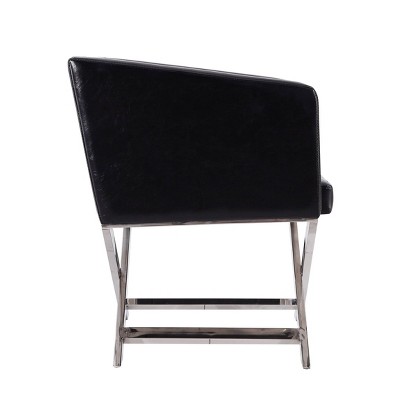Hollywood Black Faux Leather and Metal Director's Accent Chair
