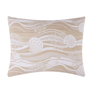 Greenland Home Fashions Dover Natural Sham – Quilted Cotton Pillow Cover, Neutral Tone with Classic Stitching - 1 of 4