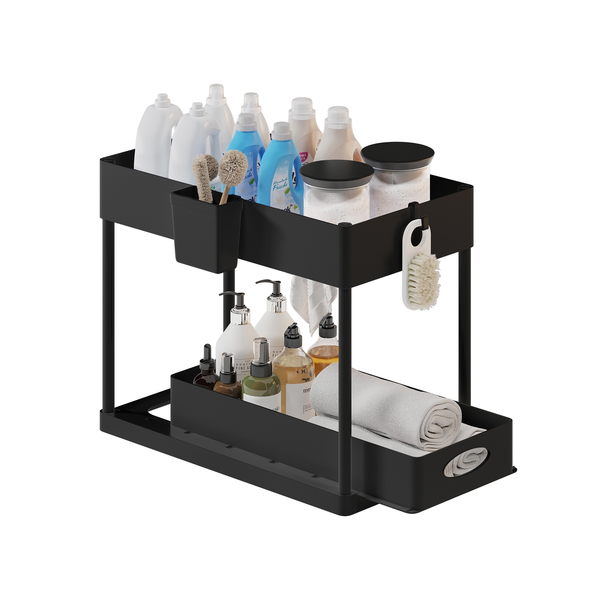 StorageBud 2-Tier Sliding Under Sink Organizer - Black - 1 Pack