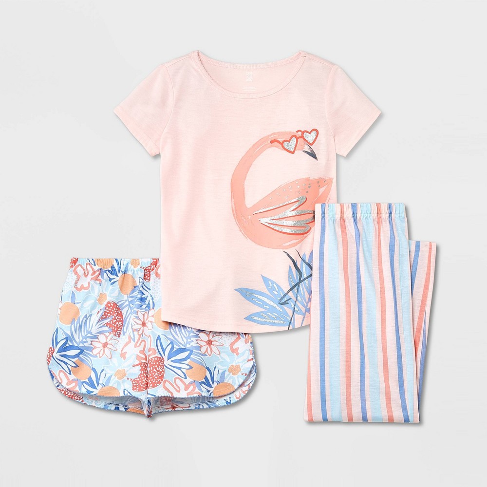 Girls' 3pc Flamingo Pajama Set - Carter's Just One You Blue/Pink 5