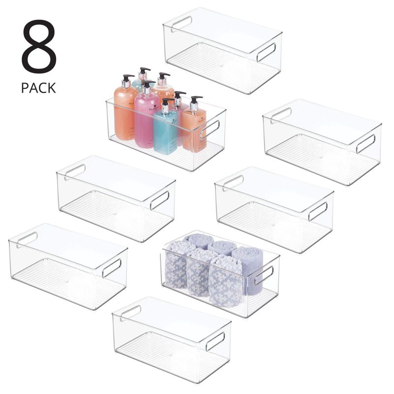 mDesign Small Plastic Bathroom Storage Container Bin with Handles, 2 of 9