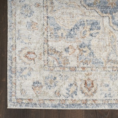 Denim Multi Floral Synthetic 8' x 10' Reversible Area Rug