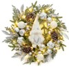 22" Pre-Lit Christmas Wreath w/ 30 Battery-Powered LEDs - Silver Ornaments, Pinecones & Berries | All-Weather Indoor/Outdoor Holiday Decor - 4 of 4