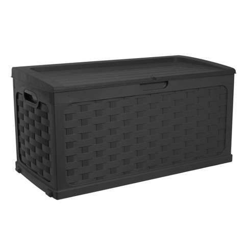 Patiorama 88 Gallon Wicker Deck Box Indoor/Outdoor Storage Box for Patio Cushions Gardening Tools and Toys - Resin Rattan Patio Cushion Storage Bin BR