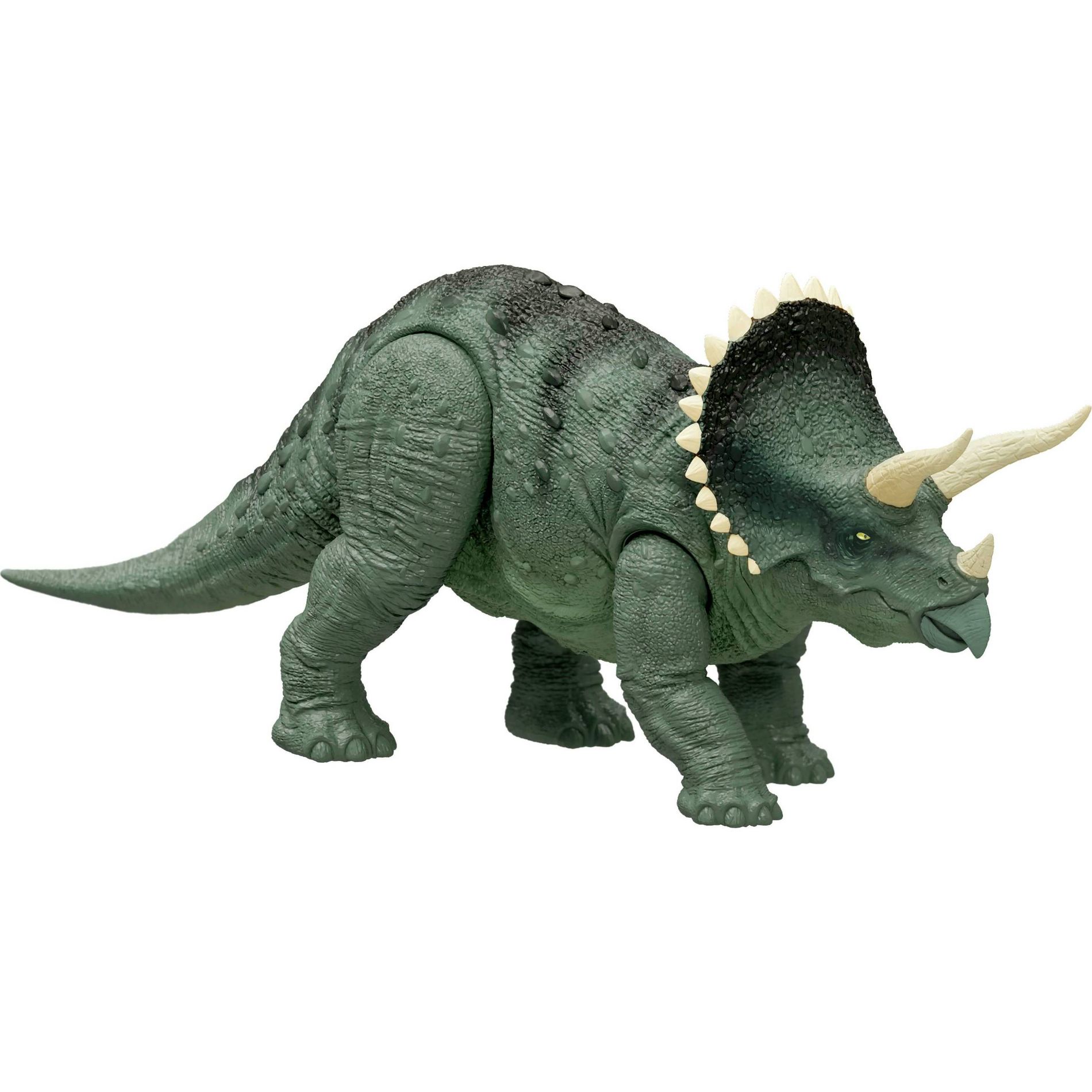 Jurassic World Reimagined Real Feel Triceratops Roaring Dinosaur Figure, 90s Inspired Toy
