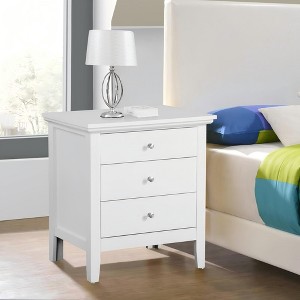 CAVINAS Modern Nightstand with 3 Drawers, Side Table Bedside Table with Round Handles for Bedroom, Living Room - 1 of 4