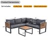 4 Pieces Metal Outdoor Patio Conservation Sofa Sets,Garden Lounge Sofa,Modern L-Shape Sectional Sofa with Coffee Table and Cushions-Coolbibila - 4 of 4