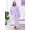 ADR Women's Robe, Plush Fleece Women's Bathrobe with Hood, Long Fluffy Fuzzy Bath Robe Pink Purple Plus Size - 2 of 4