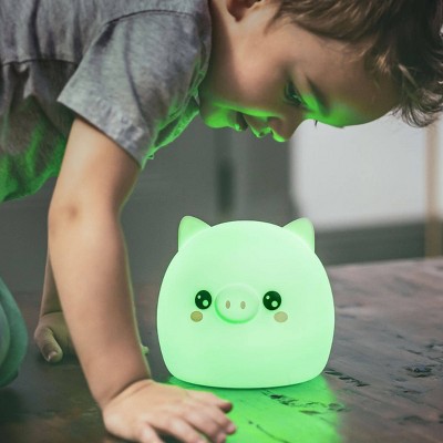 White Silicone Pig Night Light with Remote Control