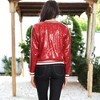 Anna-Kaci Women's Striped Long Sleeve Stripe Down Metallic Sequin Varsity Jacket - 3 of 4