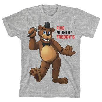 Five Nights At Freddy's Full Cast Boy's Heather Grey T-shirt-Large