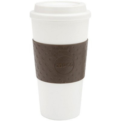 Copco Acadia Double Wall Insulated Plastic, Travel Mug with Non-Slip  Sleeve, 16-Ounce, White/Brown