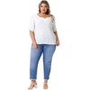 Agnes Orinda Women's Plus Size Notch V Neck Ruffle Short Sleeve Pleated Casual T-Shirts - 3 of 4