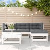 vidaXL Patio Lounge Set - 5 Piece Outdoor Furniture in White Solid Pine Wood - Modular Design for Garden/Terrace - Sturdy Frames - 2 of 4
