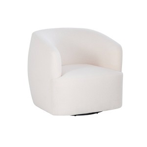Linon Sabian Swivel Chair Faux Shearling White - 1 of 4