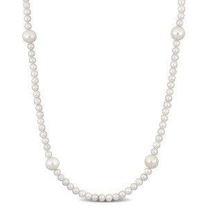 EVERLY JEWELRY | 10k Yellow Gold 3.5-8mm Cultured Freshwater White Pearl Multi-Layer Necklace, 17 inc - 1 of 4