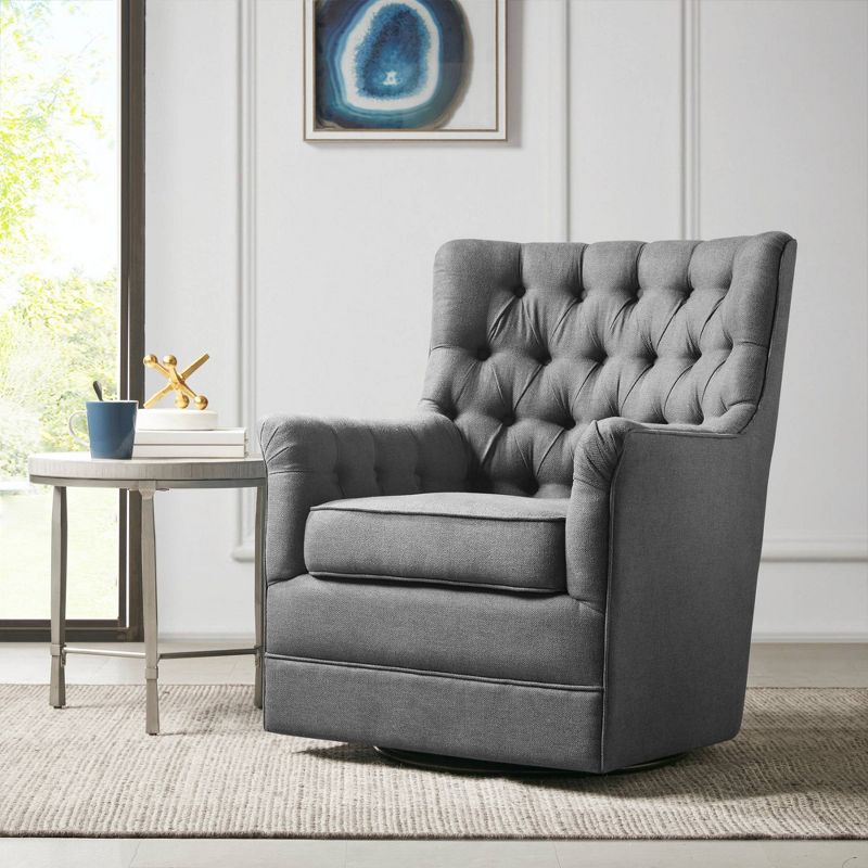 Dolores Swivel Glider Chair Gray - Madison Park, 2 of 10